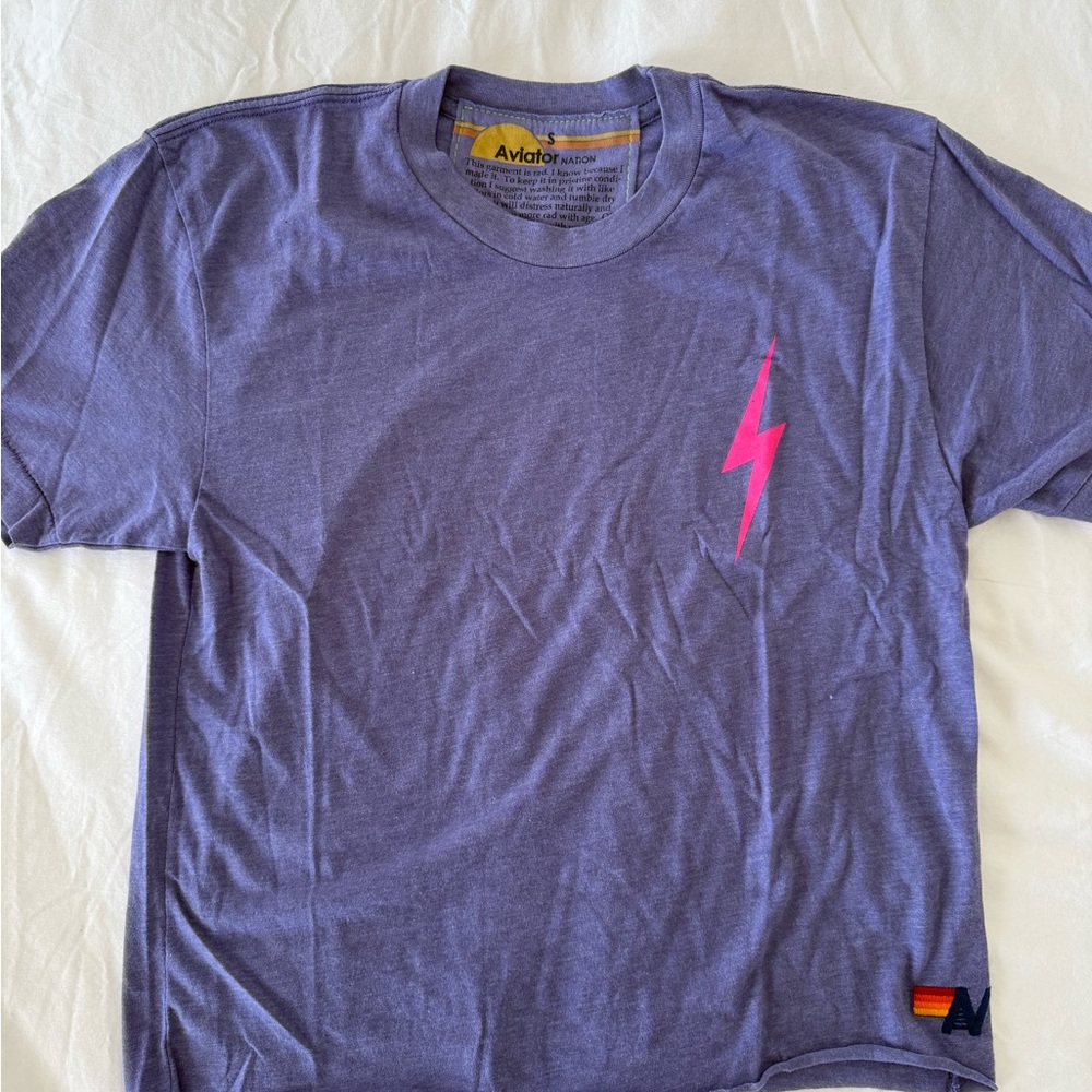 Aviator Nation Purple Tee with Pink Accents